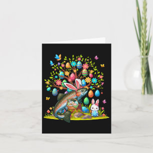 Tarjeta Trucha Pescado Bunny Eggs Pascua Cute Tree Costume