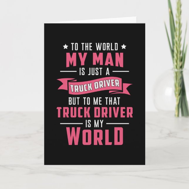 Tarjeta Truckers Wife My Man Is Just A Truck Driver Funny (Anverso)
