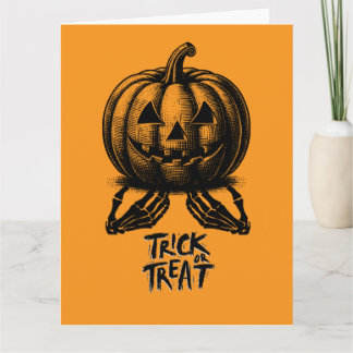 Tarjeta Truco De Calabaza naranja O Mano De Calavera Tramp