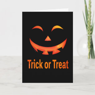 Tarjeta Truco de Halloween o cara de calabaza de tratas