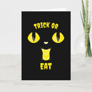 Tarjeta Truco o come divertido gato hambriento de Hallowee