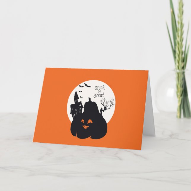 Tarjeta Truco O Tratamiento De Calabaza Tonto (Anverso)