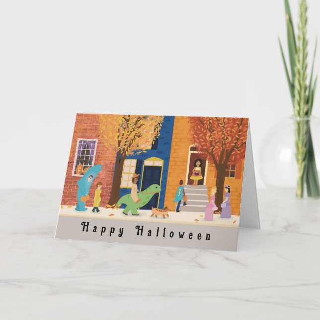 Tarjeta Truco o tratamiento de otoño de Halloween (Anverso)