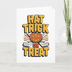Tarjeta Truco o trato Calabaza Halloween Hockey sobre hiel