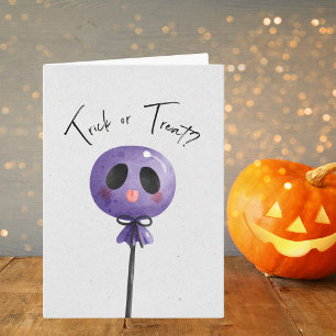 Tarjeta ¿Truco o Trato? Caramelo de Acuarela Adorable