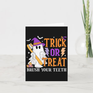 Tarjeta Truco o trato cepilla tus dientes fantasma lindo H