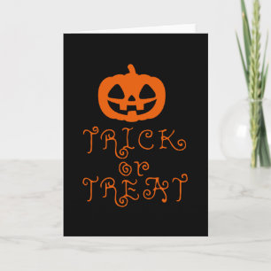 Tarjeta Truco o trato con una calabaza Jack-o'-Lantern