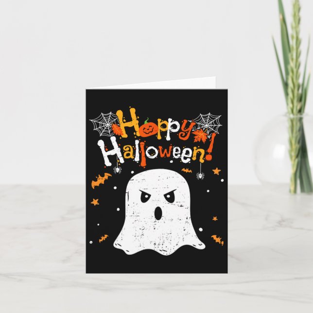 Tarjeta Truco O Trato Fantasma Feliz Halloween Para Hombre (Anverso)