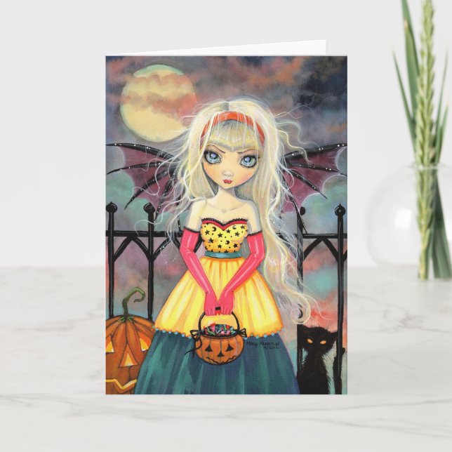 Tarjeta Truco o trato Hada Gótica Linda Arte de Halloween (Anverso)