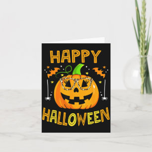 Tarjeta Truco o trato Halloween divertida calabaza feliz