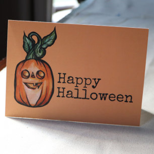 Tarjeta Truco o trato Jack O Linterna Halloween Calabaza  