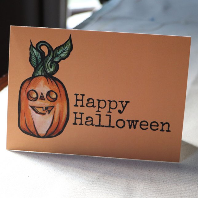 Tarjeta Truco o trato Jack O Linterna Halloween Calabaza   (Subido por el creador)