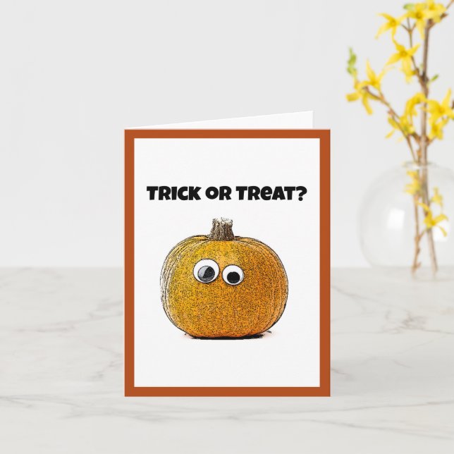 Tarjeta Truco o trato Personalizado de calabaza de Hallowe (flor amarilla)