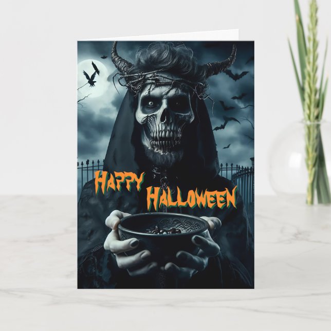 Tarjeta "Truco O Trato" Tu Último Visitante De Halloween (Anverso)