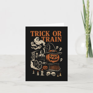 Tarjeta Truco O Tren Graciosos Fantasma De Halloween