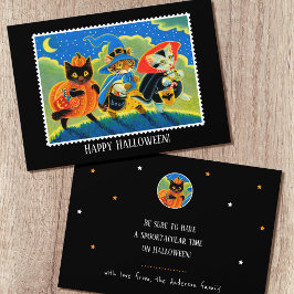 Tarjeta Truco personalizado o trato a los gatos de Hallowe