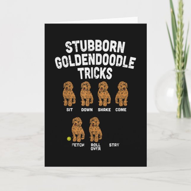 Tarjeta Trucos de Goldendoodle Terco Mamá Entrenadora de P (Anverso)