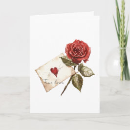 Tarjeta True Love Red Rose Letter Heart