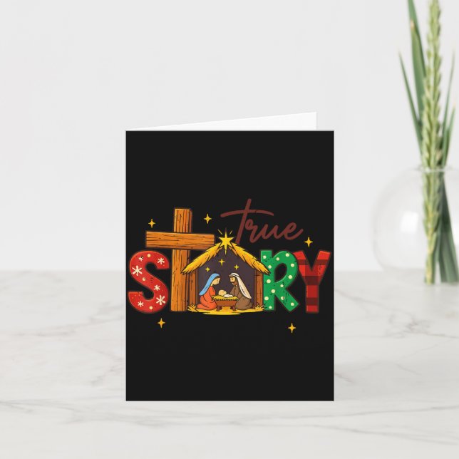 Tarjeta True Story Christian Christmas Family Pajamas Pjs  (Anverso)