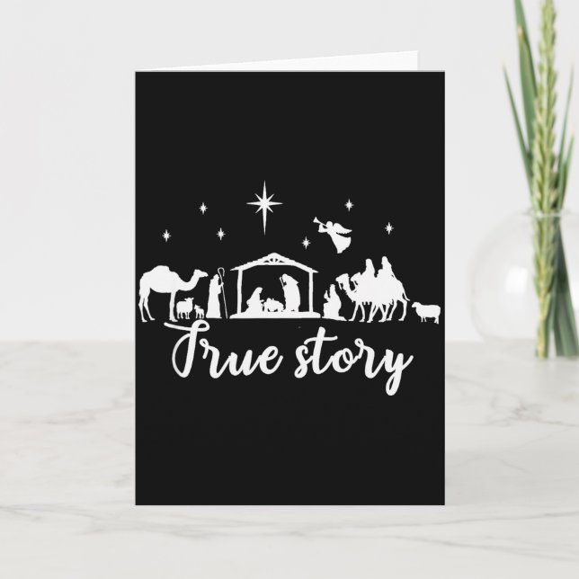 Tarjeta True Story Christmas Gift Religious Nativity Scene (Anverso)