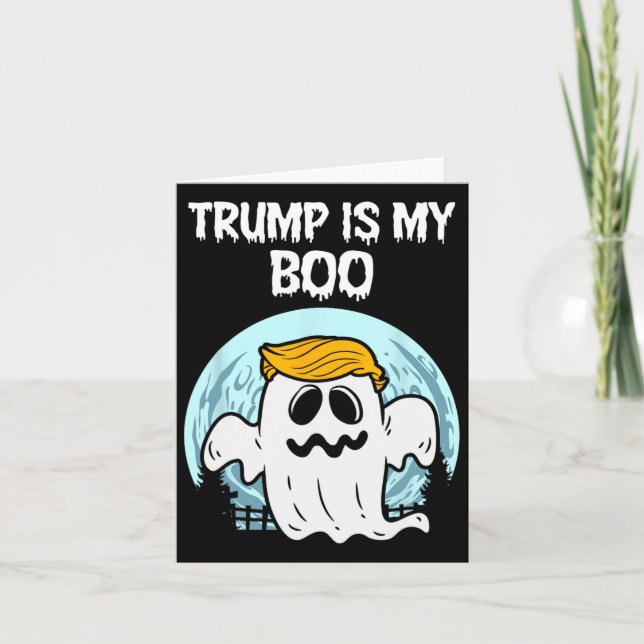 Tarjeta Trump 2024 Hair Gracioso Fantasma Halloween Boo (Anverso)