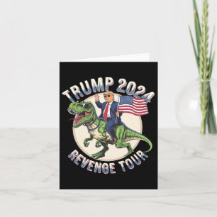 Tarjeta Trump 2024 La venganza montando dinosaurios Fl est