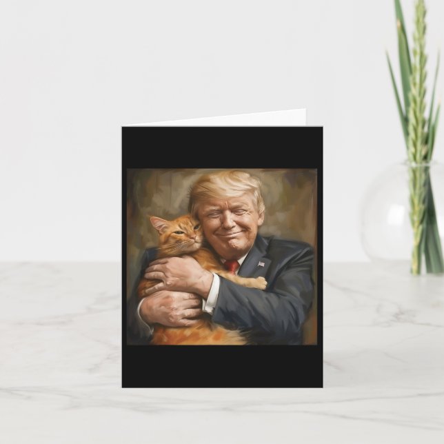 Tarjeta Trump Abrazando Un Gato Naranja 2024 (Anverso)