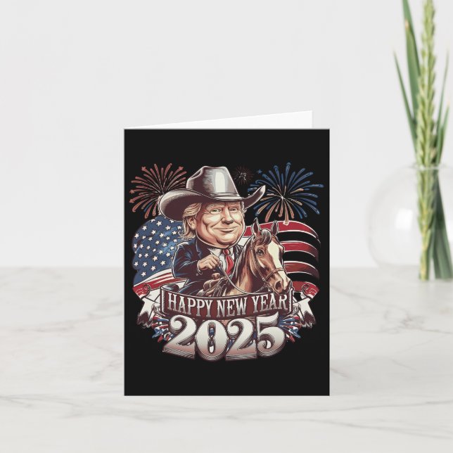 Tarjeta Trump Año Nuevo 2025 Caballo Patriótico Trump Amer (Anverso)