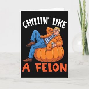 Tarjeta Trump bebe café en calabaza relajándose como un de
