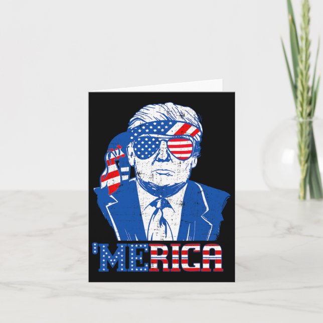 Tarjeta Trump Feliz 4 De Julio Bandera Norteamericana (Anverso)