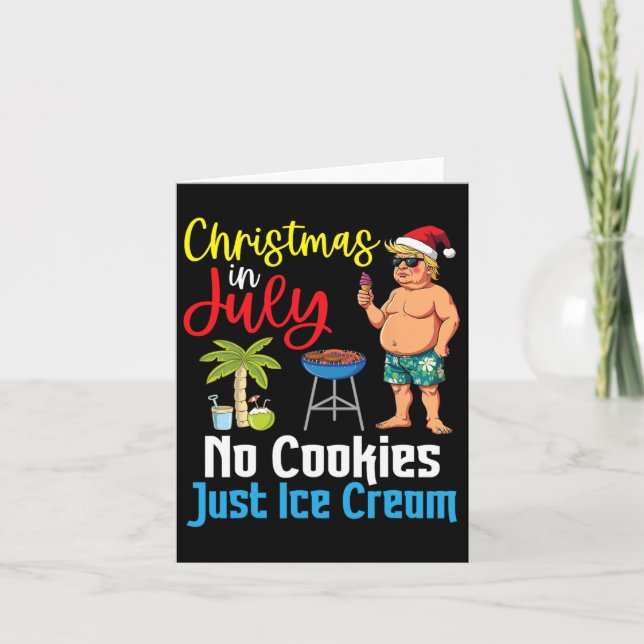 Tarjeta Trump Feliz Navidad en el día de julio, sin cookie (Anverso)
