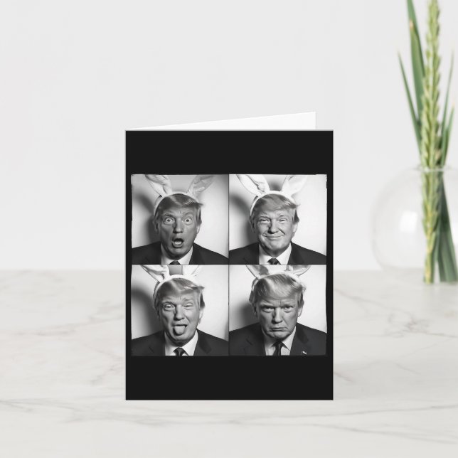 Tarjeta Trump Fotogoto En Bunny Ears Easter Funny Usa Me (Anverso)