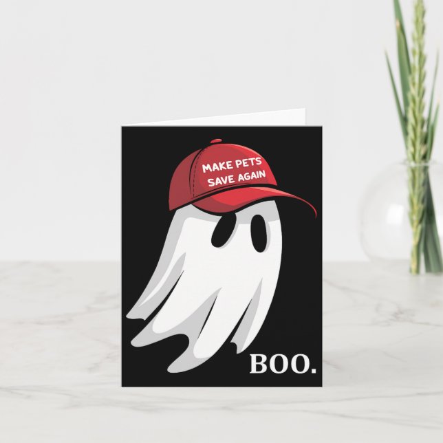Tarjeta Trump Halloween Fantasma Boo hace que los Mascotas (Anverso)