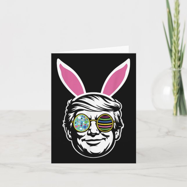 Tarjeta Trump Happy Easter Bunny Egg Hunt Spring Funny Hop (Anverso)