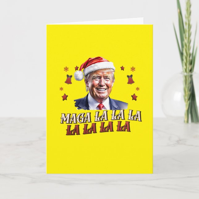 Tarjeta Trump MAGA La La La Christmas Card Patriotic (Anverso)
