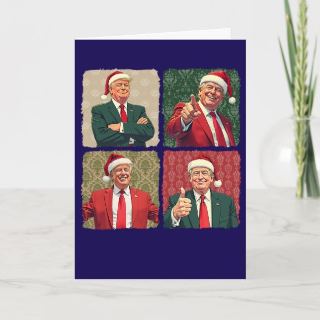Tarjeta Trump Pop Art Christmas Card Custom Message MAGA (Anverso)