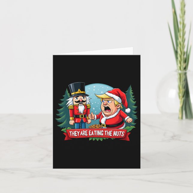 Tarjeta Trump Santa Claus Con Cascanueces Están Comiendo  (Anverso)