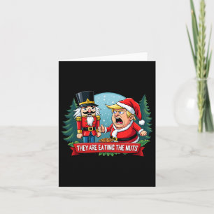 Tarjeta Trump Santa Claus Con Cascanueces Están Comiendo