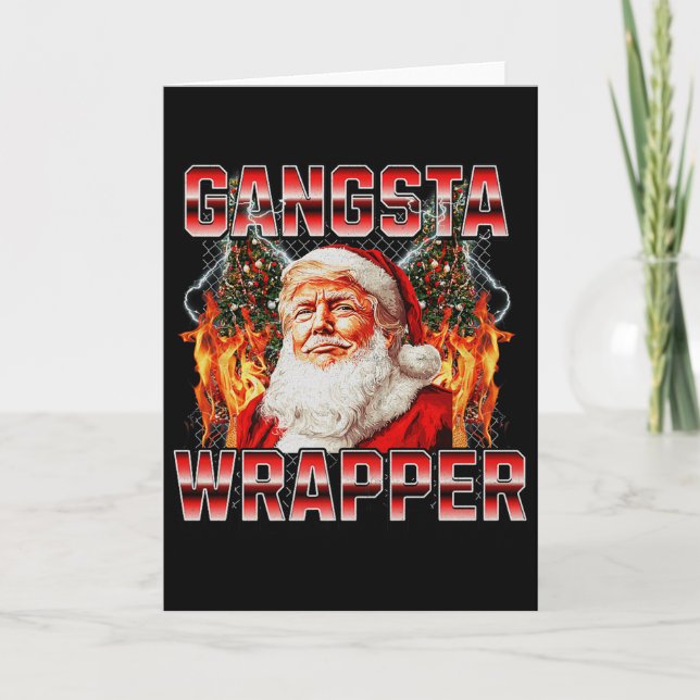 Tarjeta Trump Santa Hat Gangsta Wrapper Thuglife Premium  (Anverso)