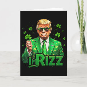 Tarjeta Trump soy Rizz día de San Patricio trébol afortuna