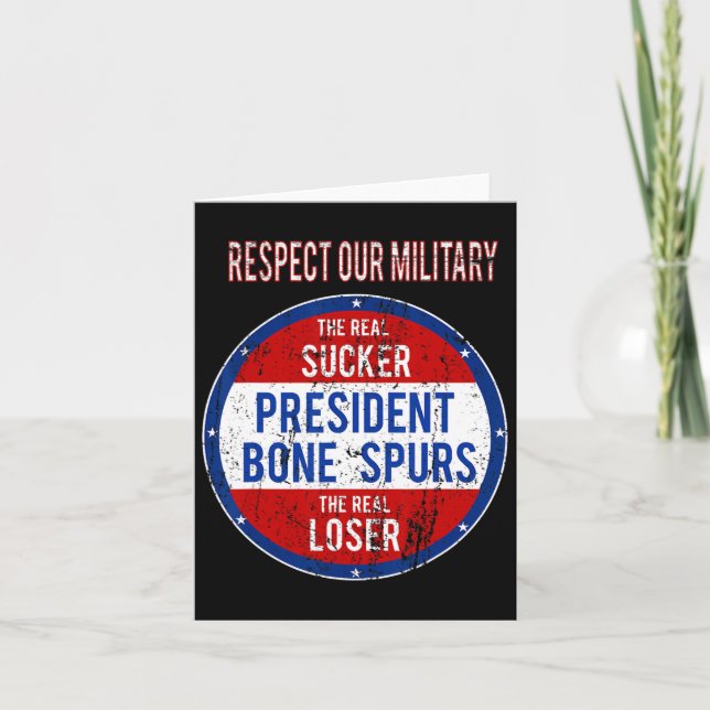 Tarjeta Trump Sucker Loser Respetamos Nuestro Ejército (Anverso)