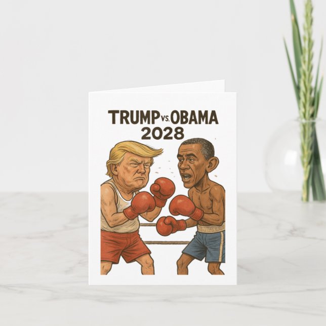 Tarjeta Trump vs Obama 2028 Partido de boxeo gracioso (Anverso)