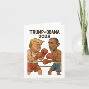 Tarjeta Trump vs Obama 2028 Partido de boxeo gracioso