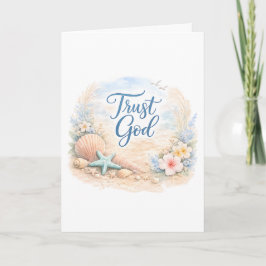 Tarjeta "Trust God" Coastal Beach Watercolor Christian