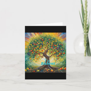 Tarjeta Tu Bishvat Feliz Año Nuevo para los Árboles 