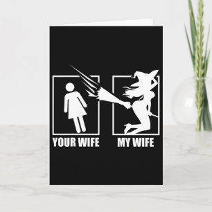 Tarjeta Tu esposa contra mi esposa - Bruja Esposa Hallowee