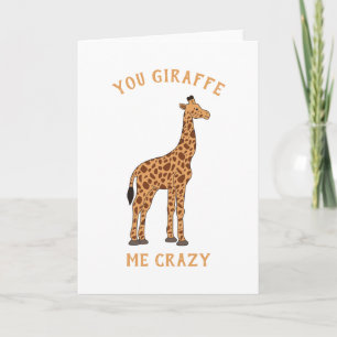 Tarjeta Tu Giraffe Me Crazy Gracioso Zoo Safari Animal Pun