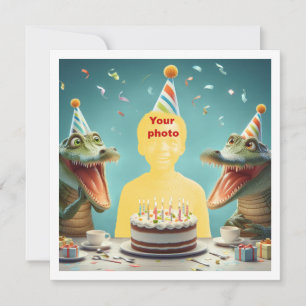 Tarjeta Tu hijo con cocodrilos, fiesta de cumpleaños de co
