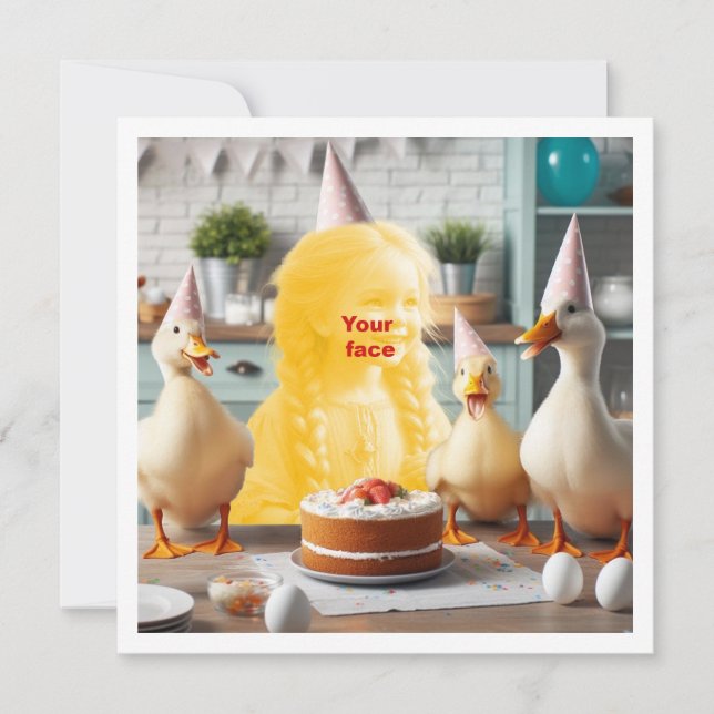 Tarjeta Tu hijo con patos, cumpleaños de pato, Pascua de p (Anverso)