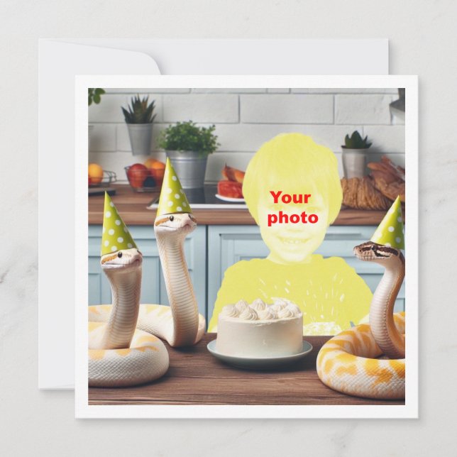 Tarjeta Tu hijo con serpientes, cumpleaños de serpientes,  (Anverso)